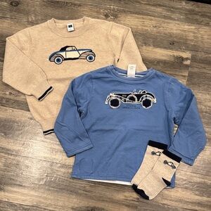 Like New Janie and Jack classic car Themed Sweater, Shirt, & socks set.